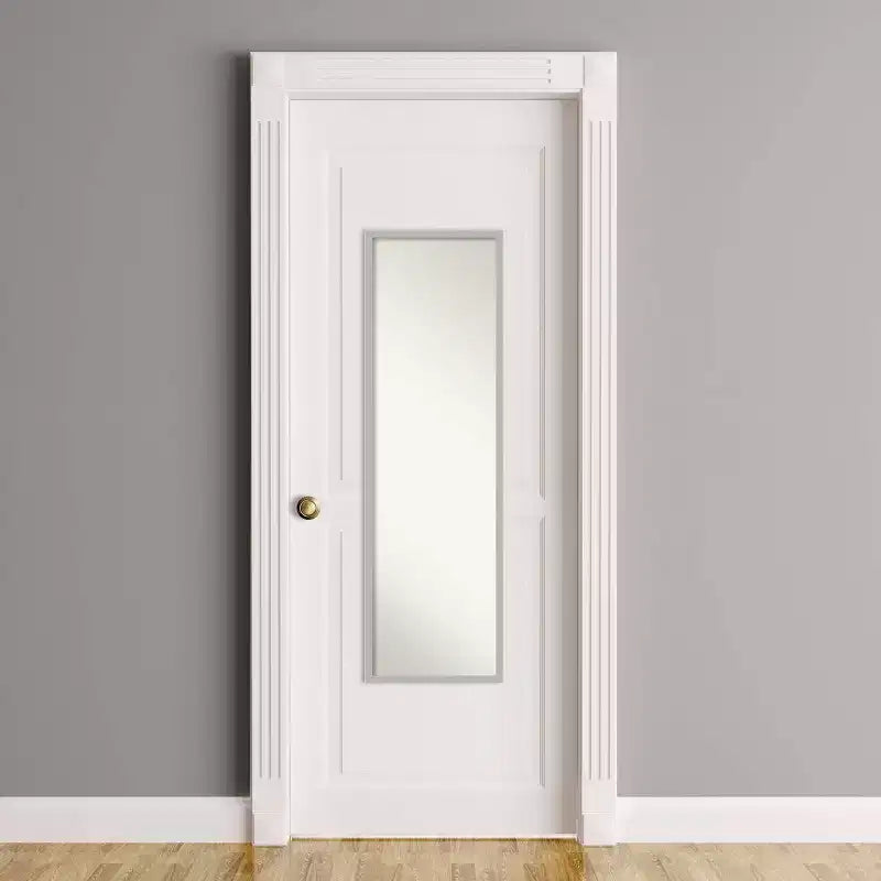 Miroir de porte sur pied encadré Hera de 15 po x 49 po Chrome - Amanti Art : Cadre en polystyrène, Aucun assemblage requis