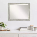 Miroir mural étroit encadré Dove 32 po x 26 po Gris lavé - Amanti Art