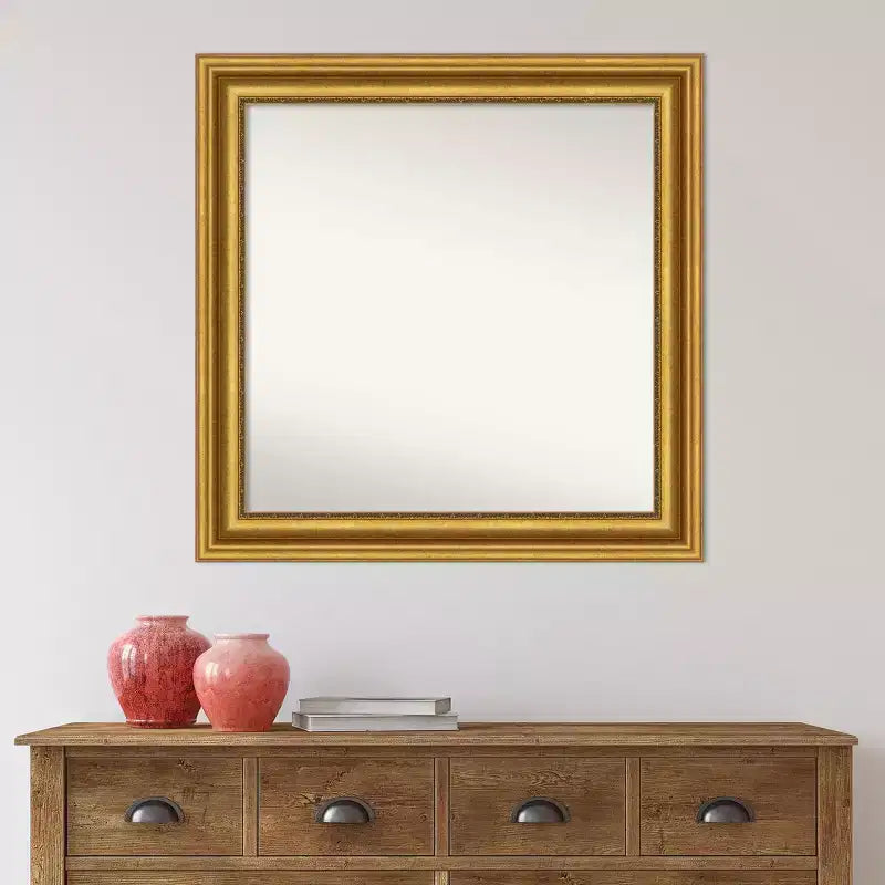 Miroir mural Amanti Art 32"x32" Parlor Gold sans biseau : Cadre carré moderne, quincaillerie de montage incluse