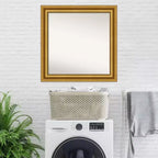 Miroir mural Amanti Art 32"x32" Parlor Gold sans biseau : Cadre carré moderne, quincaillerie de montage incluse