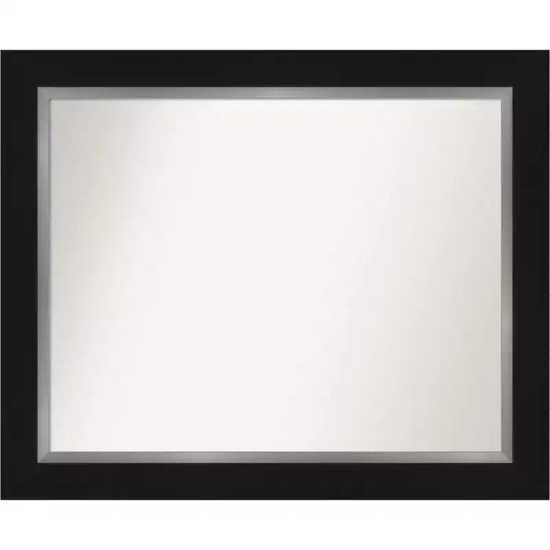 34" x 28" Non-Beveled Eva Bathroom Wall Mirror Black - Amanti Art: Modern Rectangle, Wall Mount, Polystyrene Frame