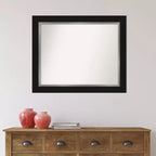 Miroir mural de salle de bain Eva 34" x 28" sans biseau noir - Amanti Art : Rectangle moderne, fixation murale, cadre en polystyrène