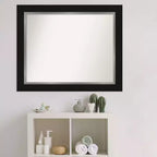 Miroir mural de salle de bain Eva 34" x 28" sans biseau noir - Amanti Art : Rectangle moderne, fixation murale, cadre en polystyrène
