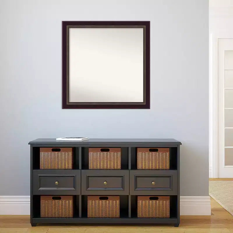 Miroir mural en bois bronze Signore non biseauté 30" x 30" - Amanti Art