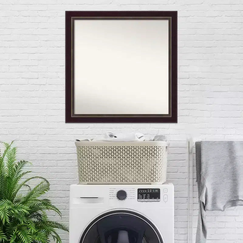 Miroir mural en bois bronze Signore non biseauté 30" x 30" - Amanti Art