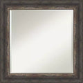 25" x 25" Bark Rustic Char Framed Wall Mirror Brown - Amanti Art: Beveled Glass, Polystyrene Frame, No Assembly Required