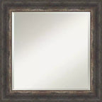 25" x 25" Bark Rustic Char Framed Wall Mirror Brown - Amanti Art: Beveled Glass, Polystyrene Frame, No Assembly Required