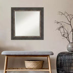 Miroir mural encadré rustique écorce Char 63,5 cm x 63,5 cm marron – Amanti Art : Verre biseauté, cadre en polystyrène, aucun assemblage requis