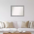 Miroir mural Vista en nickel brossé non biseauté 32" x 26" - Amanti Art : Rectangulaire moderne, Cadre en polystyrène