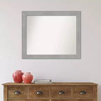 Miroir mural Vista en nickel brossé non biseauté 32" x 26" - Amanti Art : Rectangulaire moderne, Cadre en polystyrène
