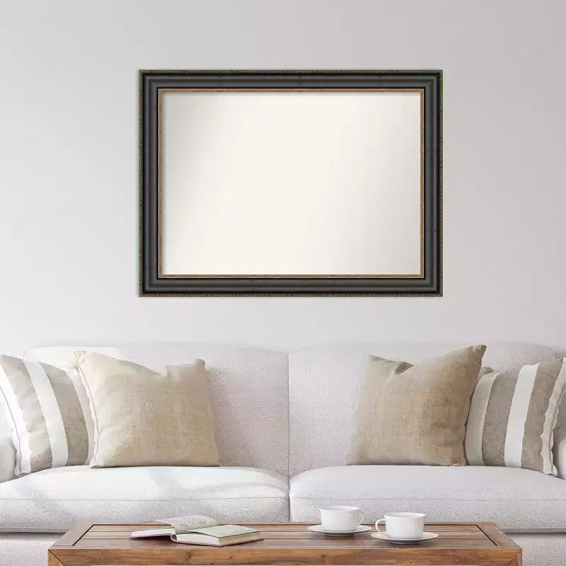 Miroir mural Thomas en bronze noir de 44 x 33 po sans biseau - Amanti Art : Rectangulaire moderne, cadre en polystyrène, quincaillerie de montage incluse