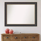 Miroir mural Thomas en bronze noir de 44 x 33 po sans biseau - Amanti Art : Rectangulaire moderne, cadre en polystyrène, quincaillerie de montage incluse