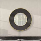 Miroir Mural Métal avec Cadre Cannelé Noir - CosmoLiving by Cosmopolitan