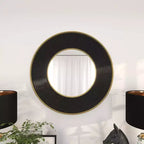 Miroir Mural Métal avec Cadre Cannelé Noir - CosmoLiving by Cosmopolitan