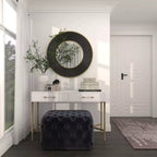Miroir Mural Métal avec Cadre Cannelé Noir - CosmoLiving by Cosmopolitan