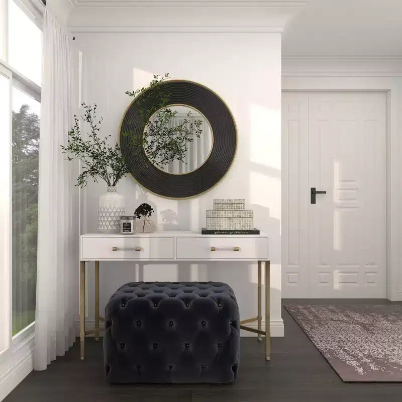 Miroir Mural Métal avec Cadre Cannelé Noir - CosmoLiving by Cosmopolitan