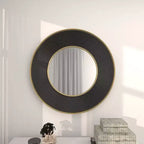 Miroir Mural Métal avec Cadre Cannelé Noir - CosmoLiving by Cosmopolitan