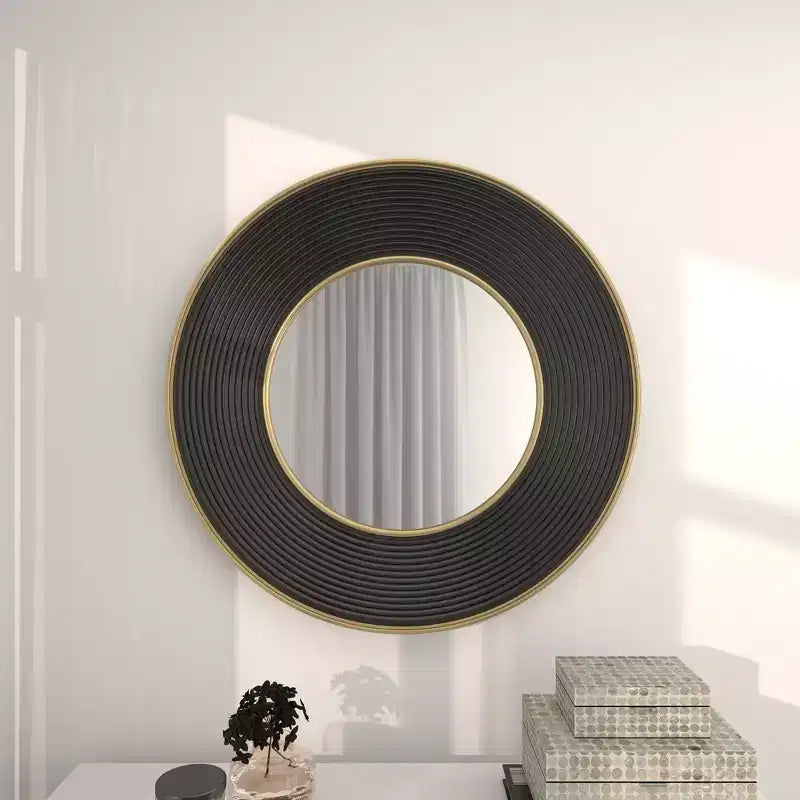 Miroir Mural Métal avec Cadre Cannelé Noir - CosmoLiving by Cosmopolitan
