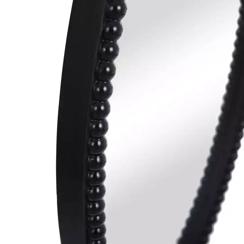 Wood Oval Mirror with Beaded Trim Black - StyleCraft