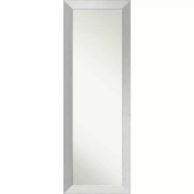 18" x 52" Non-Beveled Brushed Sterling Silver Wood on The Door Mirror - Amanti Art