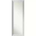 18" x 52" Non-Beveled Brushed Sterling Silver Wood on The Door Mirror - Amanti Art