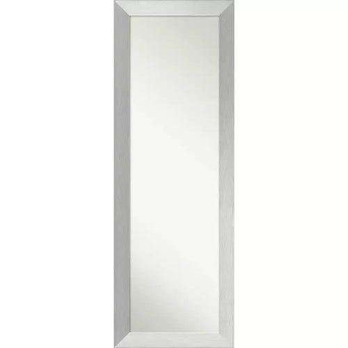 18" x 52" Non-Beveled Brushed Sterling Silver Wood on The Door Mirror - Amanti Art