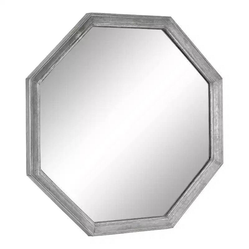 26"x26" Ocono Octagon Mirror Metal Silver - Kate & Laurel All Things Decor: Farmhouse Style, Beveled Edge, Wall Mounted