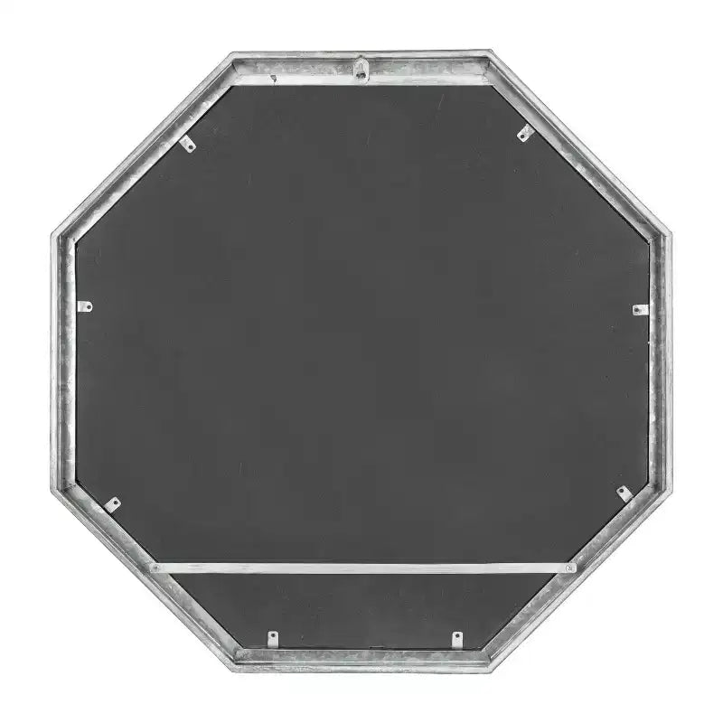 Miroir Ocono octogonal en métal argenté 26 po x 26 po – Kate & Laurel All Things Decor : style champêtre, bord biseauté, fixation murale