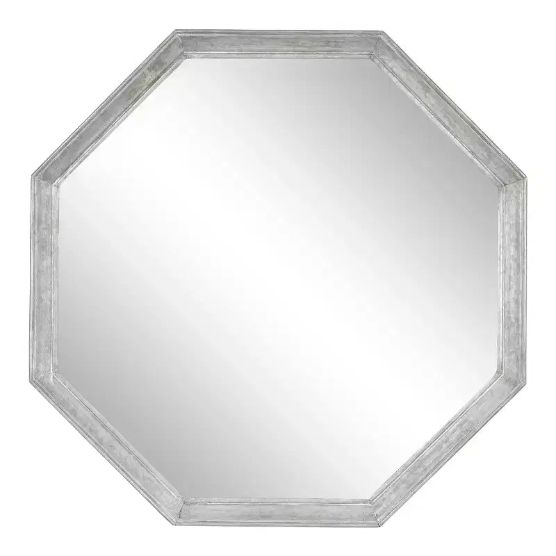 Miroir Ocono octogonal en métal argenté 26 po x 26 po – Kate & Laurel All Things Decor : style champêtre, bord biseauté, fixation murale