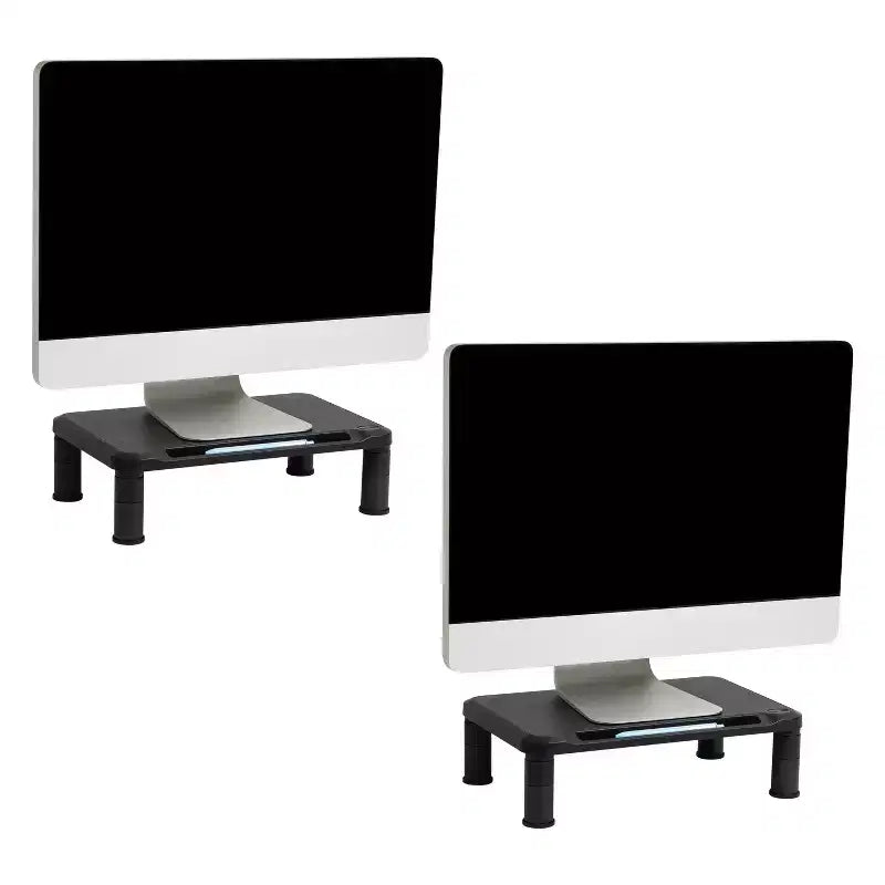 Mind Reader Monitor Stand, Height Adjustable, Laptop, Computer, Riser, Office, Set of 2, Black: Small Monitor Stand