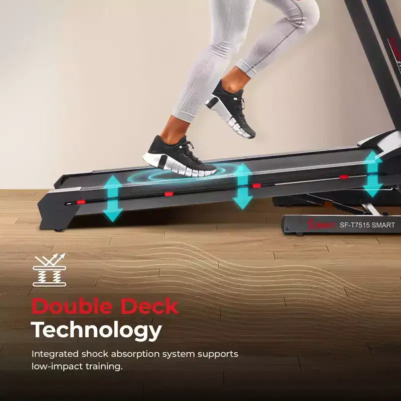 Tapis de course manuel Premium Sunny Health & Fitness avec inclinaison automatique et Bluetooth