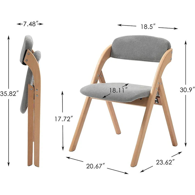 Wooden Stackable Dining Folding Chairs with Padded Seats(Set of 4)
