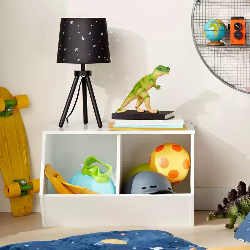 Bac de rangement empilable pour enfants à 2 compartiments en stratifié blanc - Pillowfort™