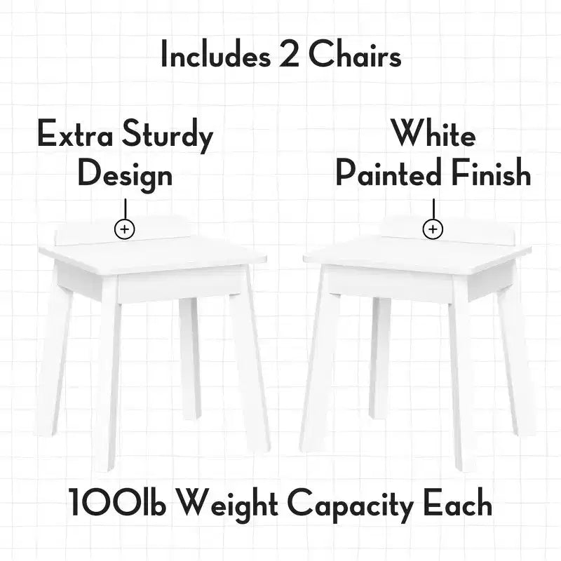 RiverRidge Kids - Chaises 2 pièces pour salle de jeux/chambre d'enfant et garderie, blanches : cadre en MDF, certifié ASTM et CPSIA, à partir de 3 ans