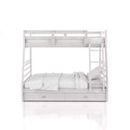 Twin Over Full Kids' Emma Bunk Bed Wire Brushed White - ioHOMES: Built-In Ladder & Guard Rails, Under Bed Storage