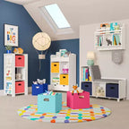 Tour de rangement RiverRidge Kids pour livres et jouets avec 3 casiers et 6 étagères à livres pour salle de jeux/chambre d'enfant et coin lecture, blanc