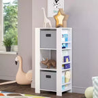 Tour de rangement RiverRidge Kids pour livres et jouets avec 3 casiers et 6 étagères à livres pour salle de jeux/chambre d'enfant et coin lecture, blanc