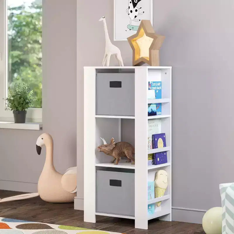 Tour de rangement RiverRidge Kids pour livres et jouets avec 3 casiers et 6 étagères à livres pour salle de jeux/chambre d'enfant et coin lecture, blanc