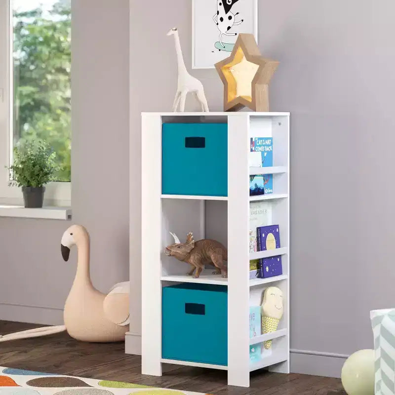 Tour de rangement RiverRidge Kids pour livres et jouets avec 3 casiers et 6 étagères à livres pour salle de jeux/chambre d'enfant et coin lecture, blanc