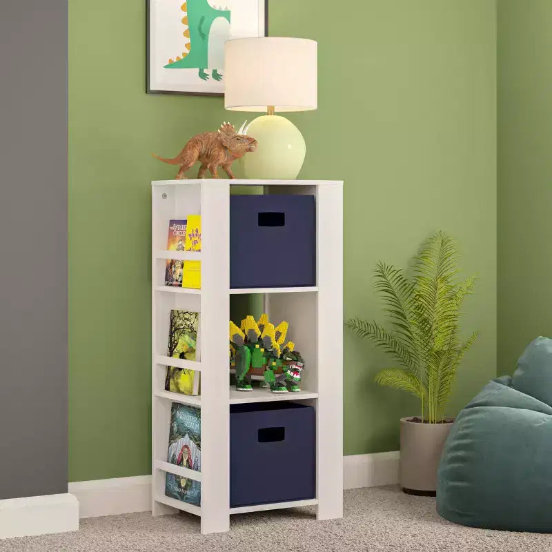 Tour de rangement RiverRidge Kids pour livres et jouets avec 3 casiers et 6 étagères à livres pour salle de jeux/chambre d'enfant et coin lecture, blanc