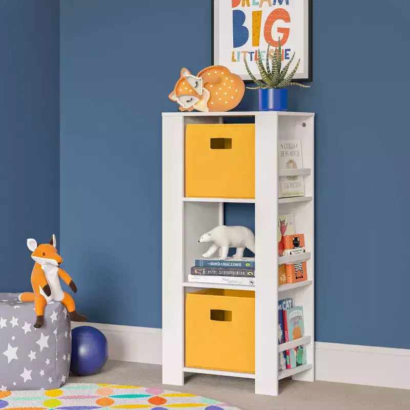 Tour de rangement RiverRidge Kids pour livres et jouets avec 3 casiers et 6 étagères à livres pour salle de jeux/chambre d'enfant et coin lecture, blanc