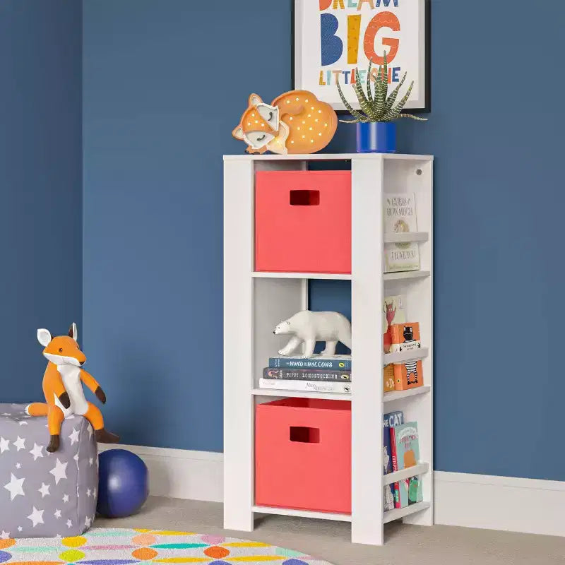 Tour de rangement RiverRidge Kids pour livres et jouets avec 3 casiers et 6 étagères à livres pour salle de jeux/chambre d'enfant et coin lecture, blanc