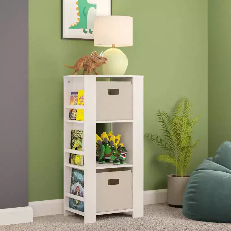Tour de rangement RiverRidge Kids pour livres et jouets avec 3 casiers et 6 étagères à livres pour salle de jeux/chambre d'enfant et coin lecture, blanc