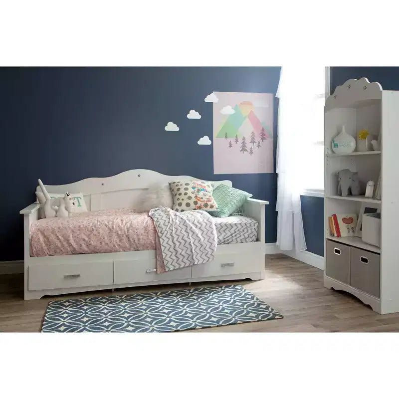 South Shore Twin Tiara Kids' Daybed with Storage Pure White