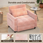 3-in-1 Adjustable Sleeper Sofa Bed, Pull Out Chair Sofa, Convertible Folding Bed for Living Room