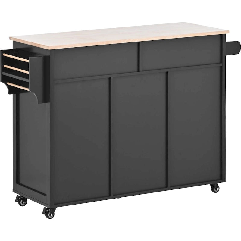 53 in. W Kitchen Island with Countertop and Drawers - N/A