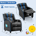 Gymax Kids Recliner Chair Ergonomic Leather Sofa Armchair w/Footrest