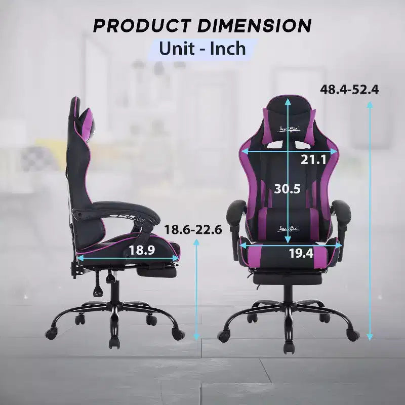 BestMassage Gaming Chair Office Computer Desk Chair Computer Chair with Footrest & Lumbar Support