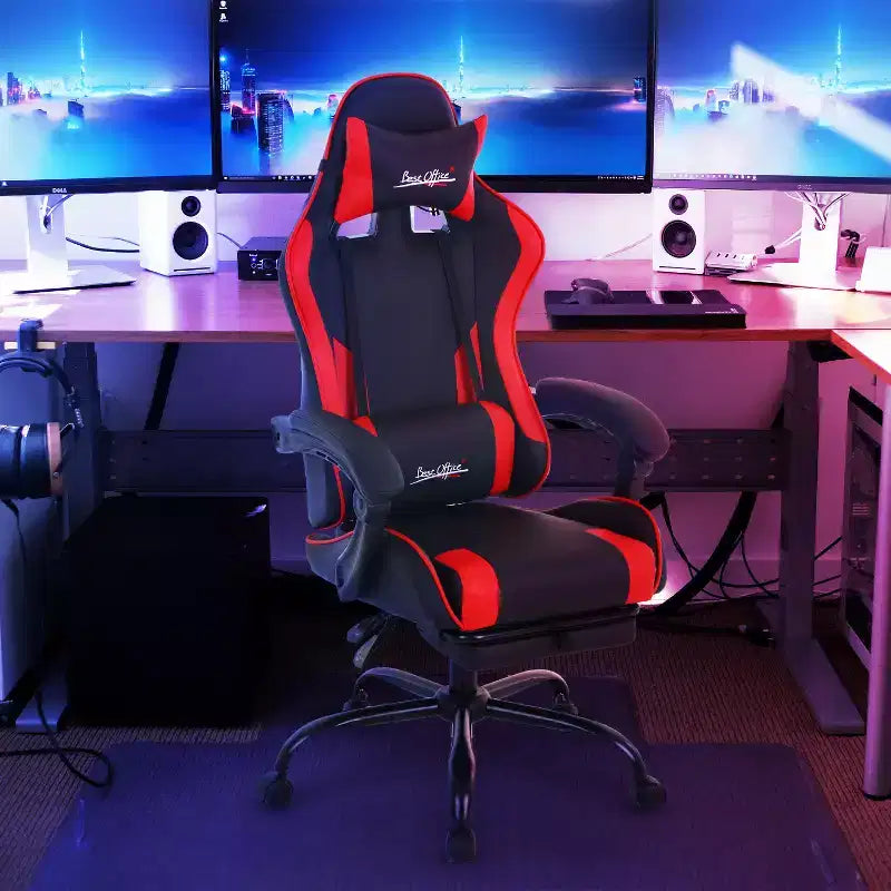 BestMassage Gaming Chair Office Computer Desk Chair Computer Chair with Footrest & Lumbar Support