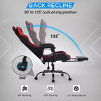 BestMassage Gaming Chair Office Computer Desk Chair Computer Chair with Footrest & Lumbar Support